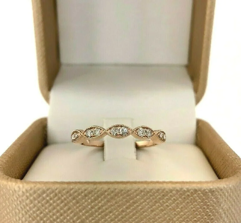 Triple Halo Engagement Rings0.22 Carats t.w. Diamond Stack Ring/Wedding Band 14K Rose Gold Round Diamonds