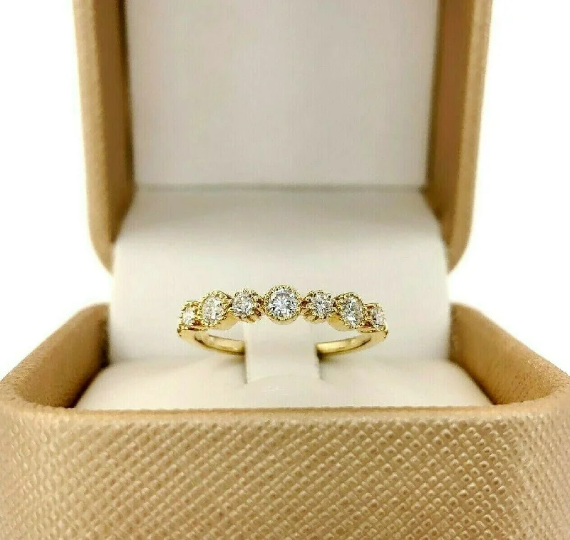 Silver Engagement Rings0.50 Carats t.w. Diamond Stack Ring/Wedding Band 18K Yellow Gold Round Diamonds