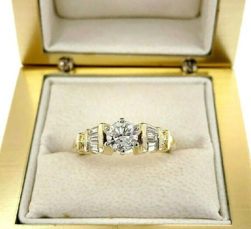 Modern Vintage Engagement Rings1.02 Carats t.w. Diamond Wedding/Engagement Ring 14K Gold 0.66 Carat Center