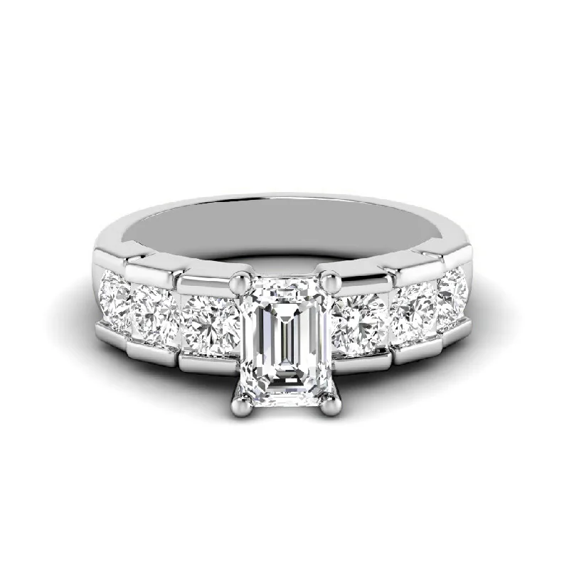 Yellow Gold Engagement Rings1.20-2.35 CT Round & Emerald Cut Diamonds - Engagement Ring