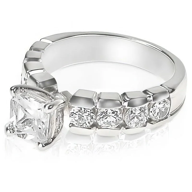 Contemporary Engagement Rings1.40-2.55 CT Round & Princess Cut Diamonds - Engagement Ring