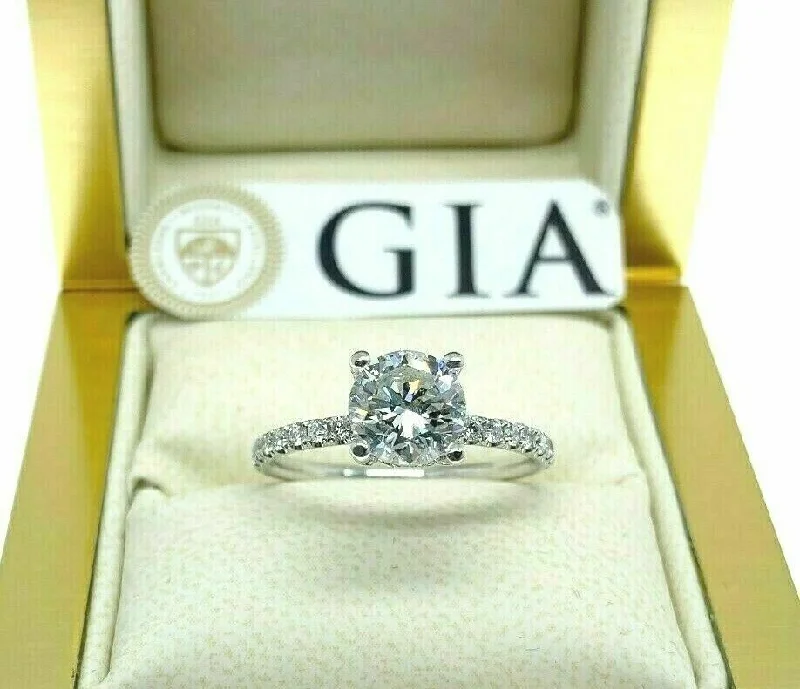 Round Brilliant Engagement Rings1.44 Carats t.w. Round GIA E SI1 Under Halo Hand Made Engagement Ring 18K Gold