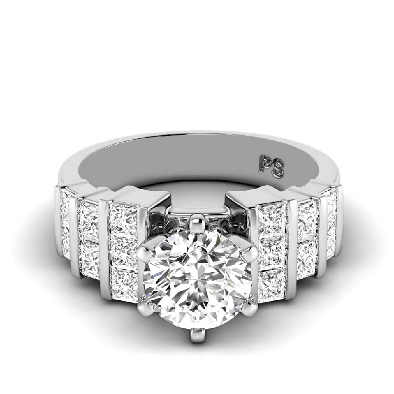 Second Hand Engagement Rings1.55-2.70 CT Princess & Round Cut Diamonds - Engagement Ring