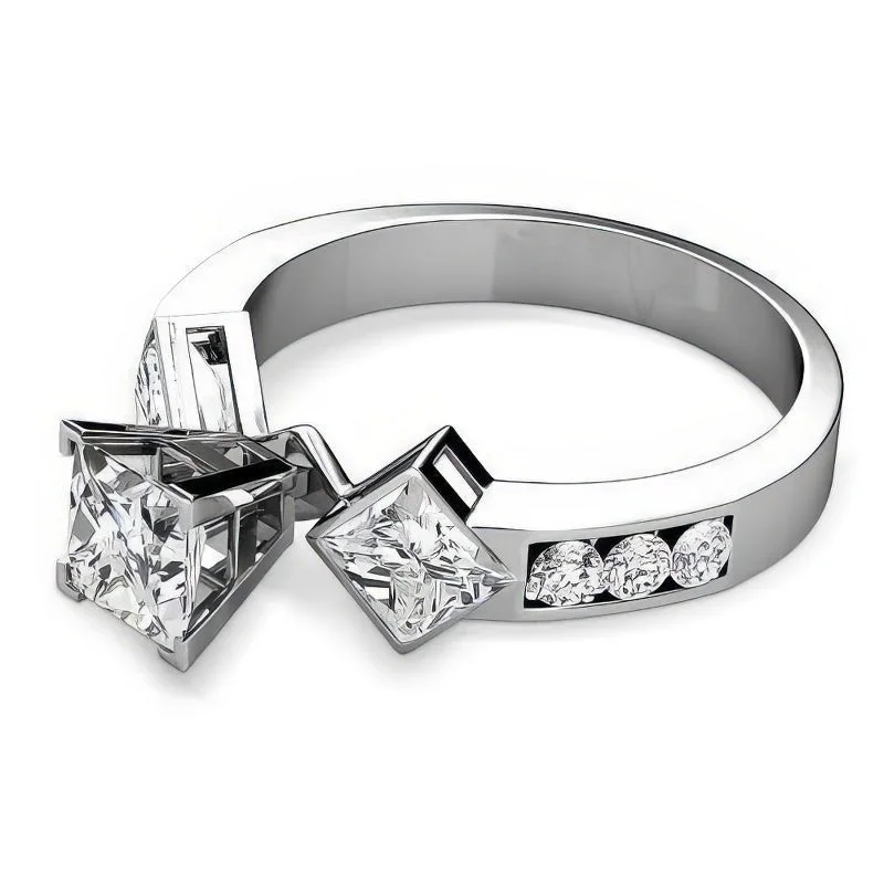 Edwardian Engagement Rings1.55-2.70 CT Round & Princess Cut Diamonds - Engagement Ring