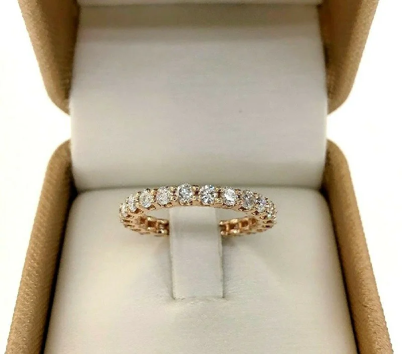 Nature Inspired Engagement Rings1.58 Carats t.w. Round Diamond Stack/Eternity Ring Wedding Band 14K Rose Gold