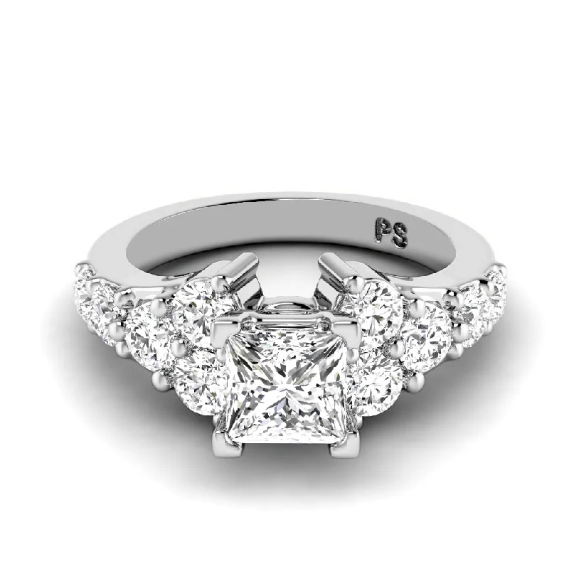 Double Halo Engagement Rings1.75-2.90 CT Round & Princess Cut Diamonds - Engagement Ring