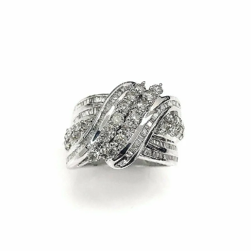 White Gold Engagement Rings1.80 Carats t.w. Diamond Index Ring/Anniversary Ring 14K Gold 0.60 Inch Wide