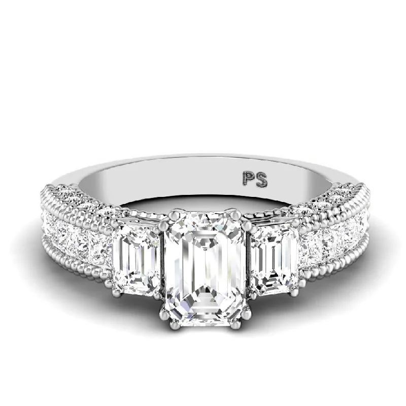 Statement Engagement Rings1.95-3.10 CT Round & Princess & Emerald Cut Diamonds - Engagement Ring