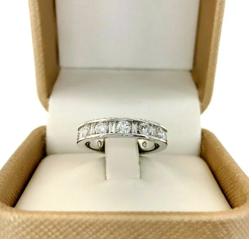 Personalized Engagement Rings1.99 Carats Round & Baguette Diamond Anniversary Ring Eternity Ring Wedding Band