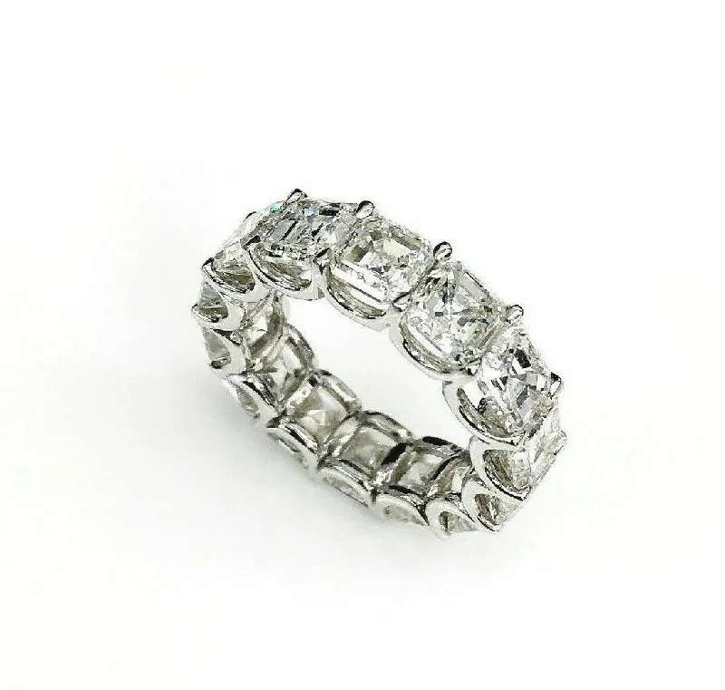 Contemporary Engagement Rings10.19cts Asscher Cut Diamond Eternity Band Ring Size 5.5 Plat 900 U Shape G-H VS