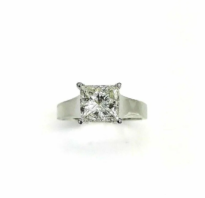 Diamond and Emerald Engagement Rings2.13 Carats Princess Cut Diamond Solitaire Wedding Ring EGLUSA $28,400 Appraisal