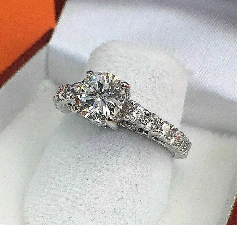 White Gold Engagement Rings2.22 Carats t.w. Diamond Wedding/Engagement Ring 18K Gold 1.12 Carat Center