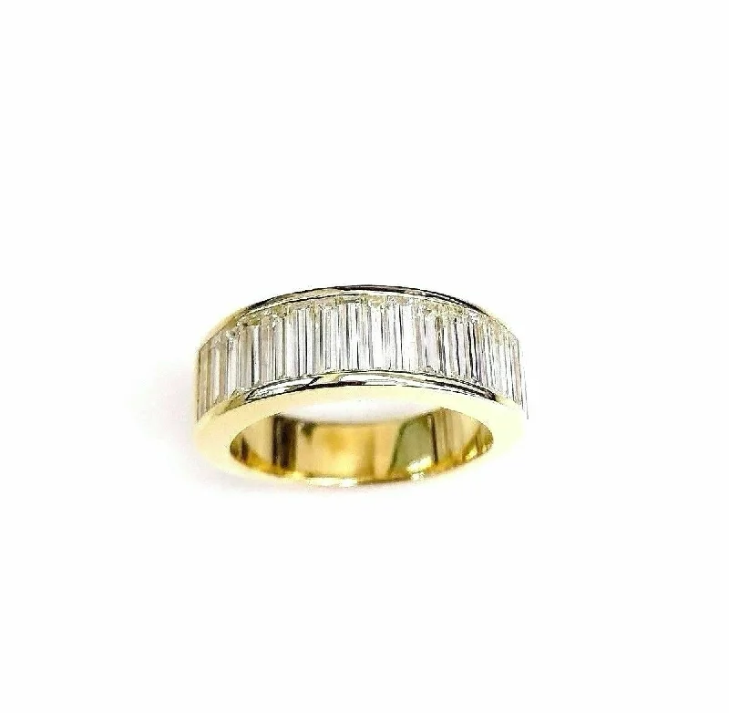 Gold Engagement Rings2.30 Carats Long Baguette Diamond Anniversary Ring 18K Gold FG VS VVS Diamonds