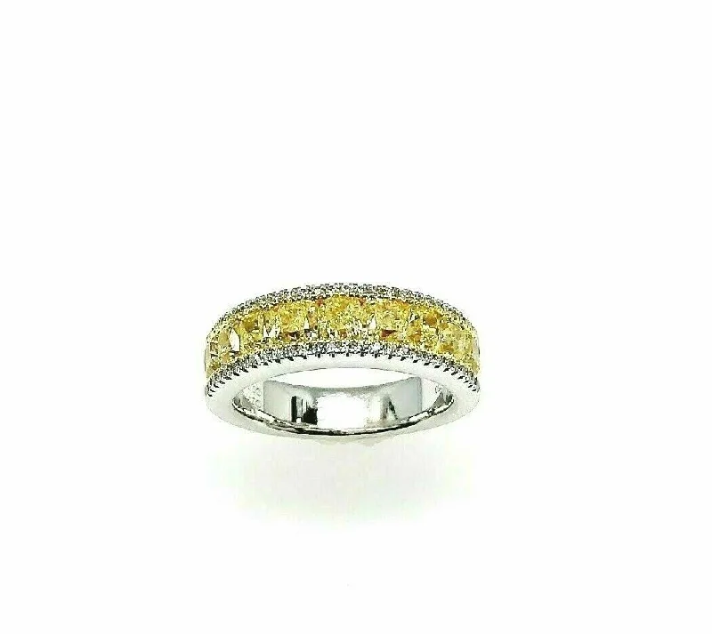 Conflict Free Engagement Rings2.67 Carats t.w. Fancy Yellow and White Diamond Anniversary Ring 18 Karat Gold