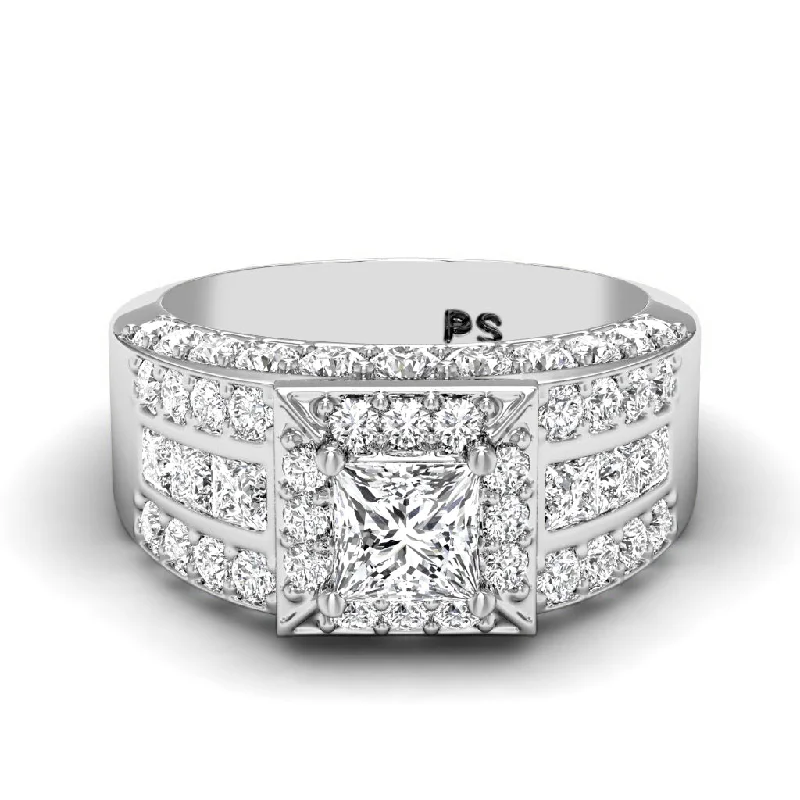 Three Stone Diamond Engagement Rings2.80-3.95 CT Round & Princess Cut Diamonds - Engagement Ring