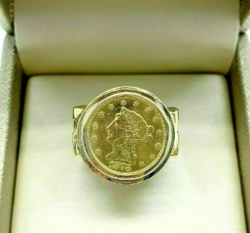 Minimalist Engagement Rings24K Gold 1878 $2.5 Dollar Liberty Head Coin Ring in 14K Gold Custom Made Ring