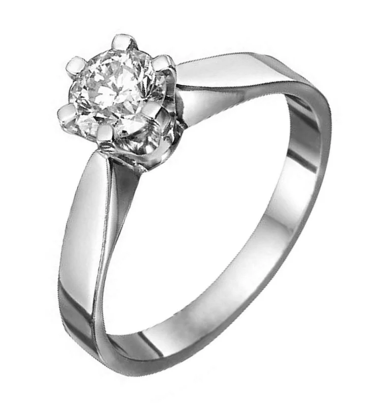 Thick Band Engagement Rings.45 Carats Round Brilliant Cut Diamond Solitaire Engagement Ring G-H I1 14k WG