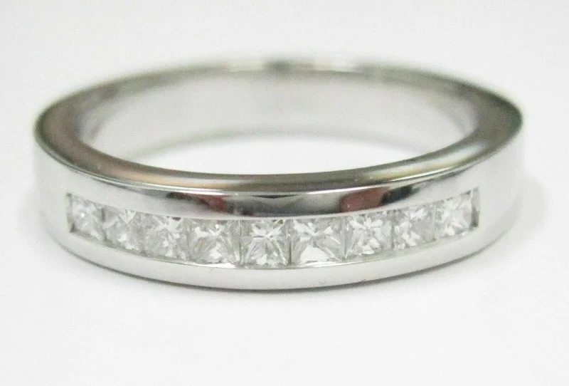 Braided Shank Engagement Rings.53 TCW 9 Stone Princess Cut Diamond Anniversary Ring/Band Size 8.5 G VS2 14kt