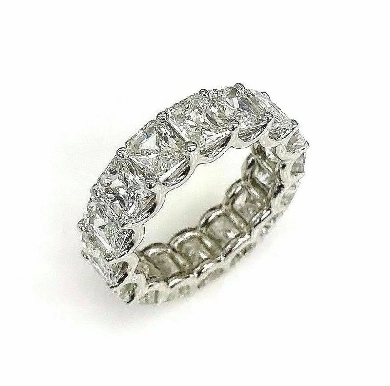 Thin Band Engagement Rings8.22 Carats Radiant Cut Diamond U Prong Eternity Band Ring Platinum F - G VS