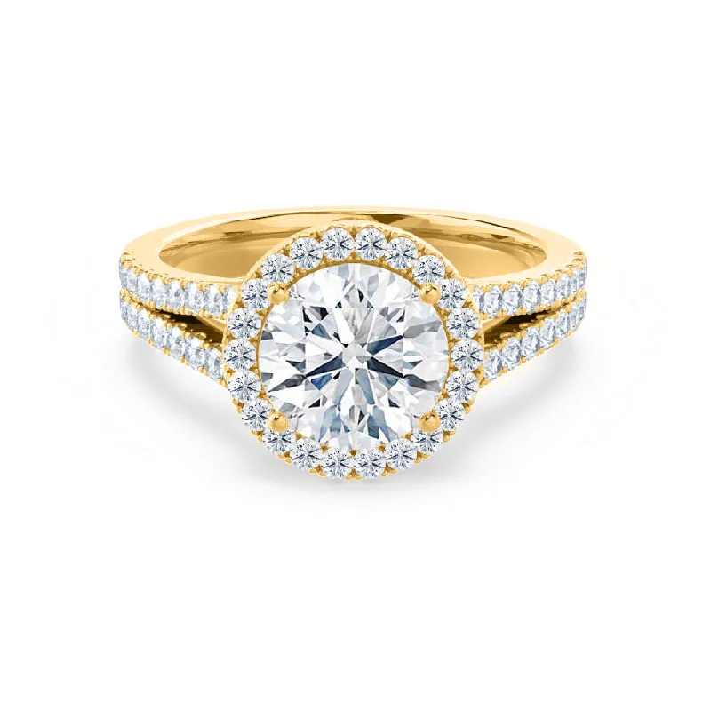 Classic Engagement RingsAMELIA - Round Lab Diamond 18k Yellow Gold Halo Ring