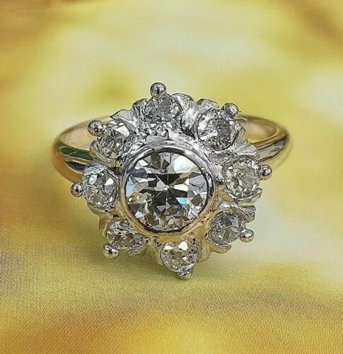 Micro Pave Engagement RingsAntique Diamond Wedding Engagement Ring Circa 1950's 1.35 Carat t.w.