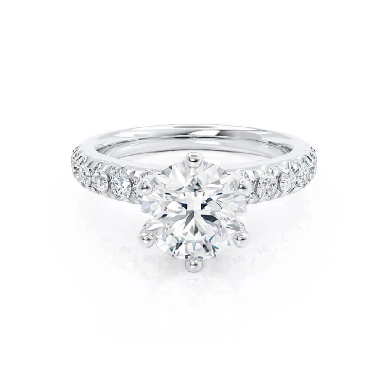 Classic Engagement RingsBELLE - Round Lab Diamond Platinum Shoulder Set Ring