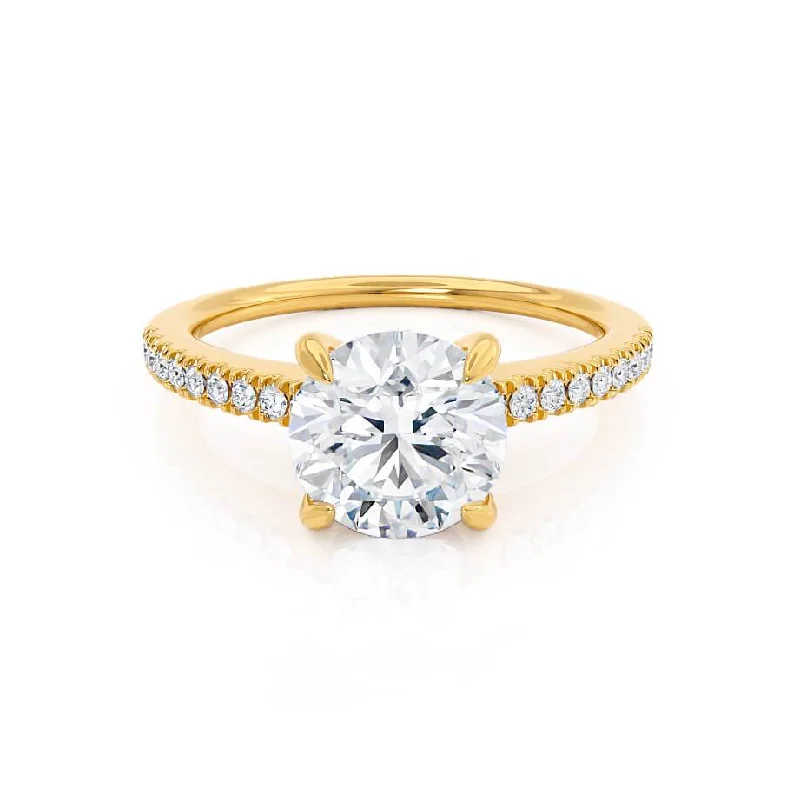 High Quality Engagement RingsCATALINA - Round Lab Diamond 18k Yellow Gold Shoulder Set Ring