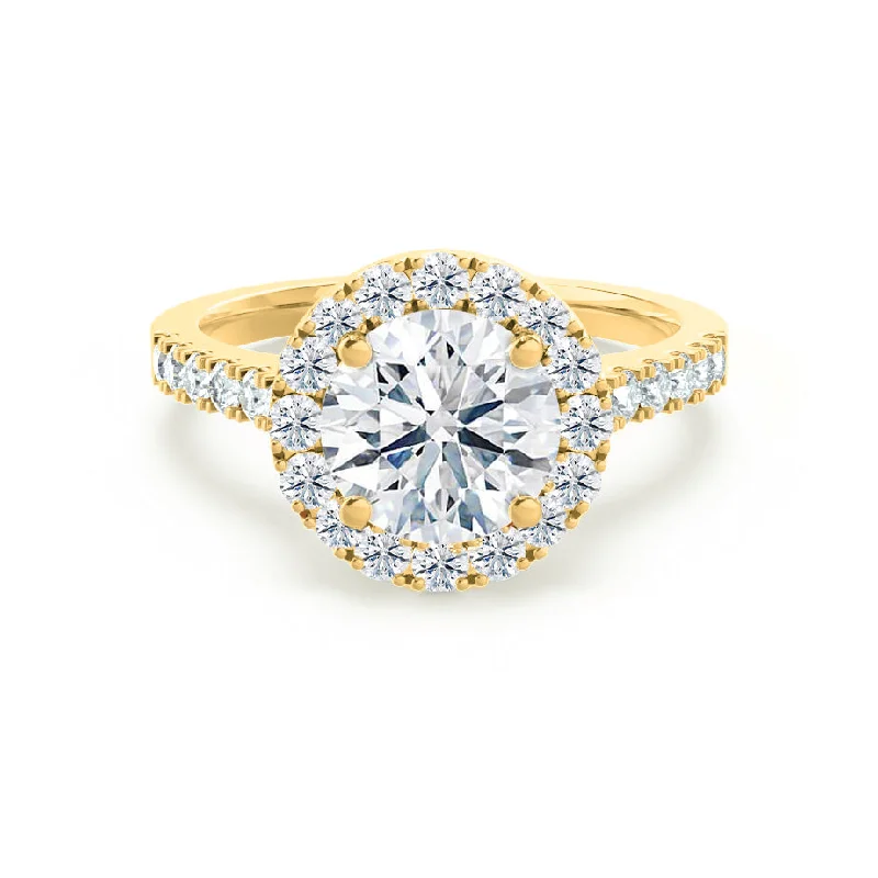 Silver Engagement RingsCECILY - Round Lab Diamond 18k Yellow Gold Shoulder Set Ring