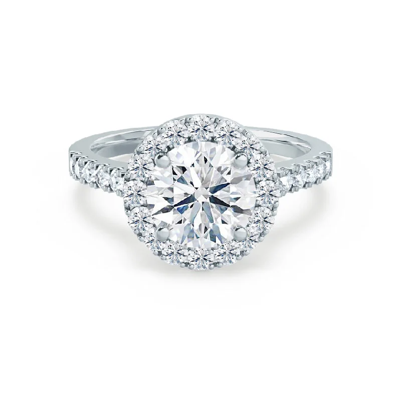 Bezel Set Engagement RingsCECILY - Round Lab Diamond Platinum Halo