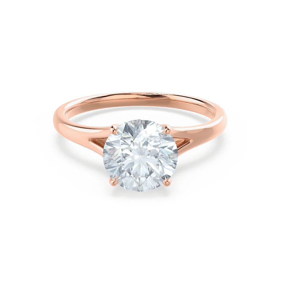 Diamond and Ruby Engagement RingsDAHLIA - Round Lab Diamond Solitaire 18k Rose Gold Split Shank Solitaire Ring