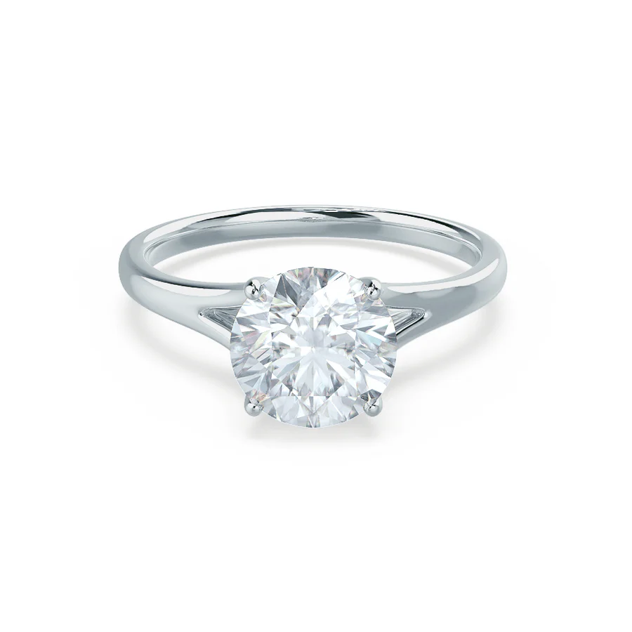 Three Stone Gemstone Engagement RingsDAHLIA - Round Lab Diamond Solitaire 950 Platinum Split Shank Solitaire Ring