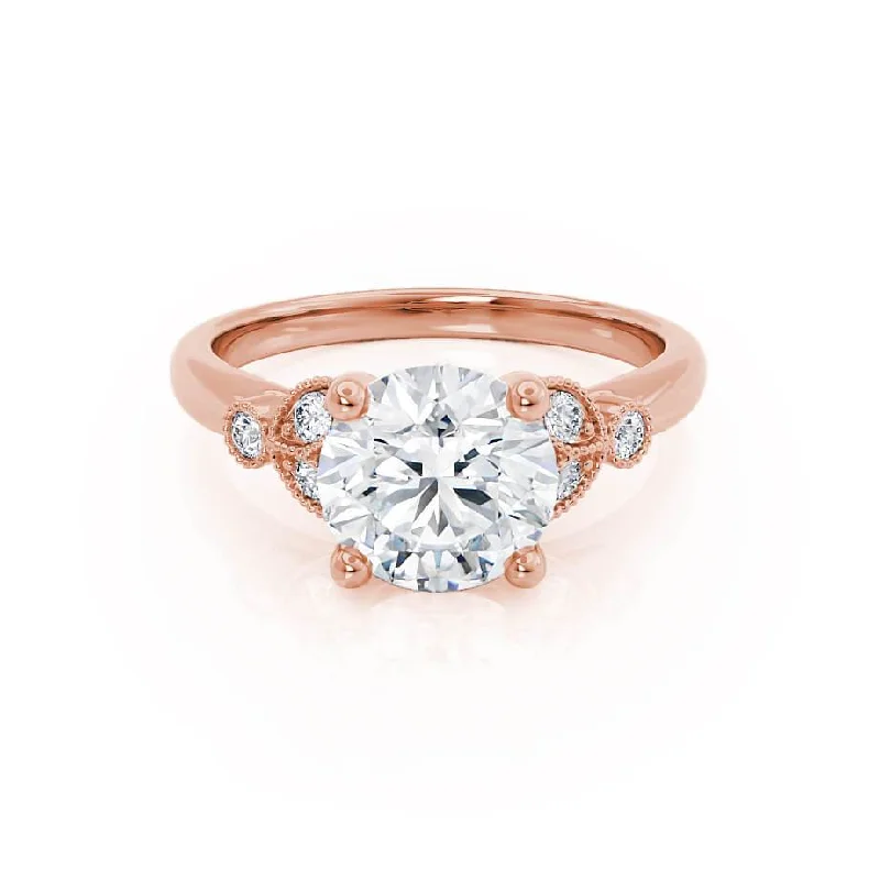 Victorian Engagement RingsDELILAH - Round Lab Diamond 18k Rose Gold Shoulder Set Ring