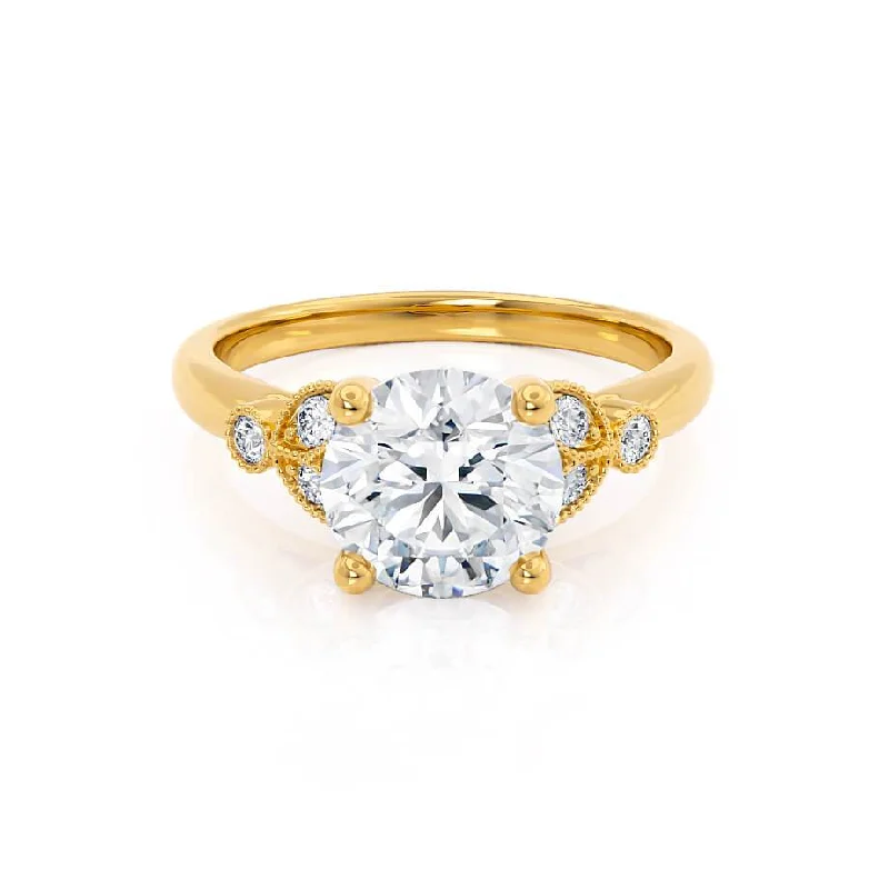 Yellow Gold Engagement RingsDELILAH - Round Lab Diamond 18k Yellow Gold Shoulder Set Ring