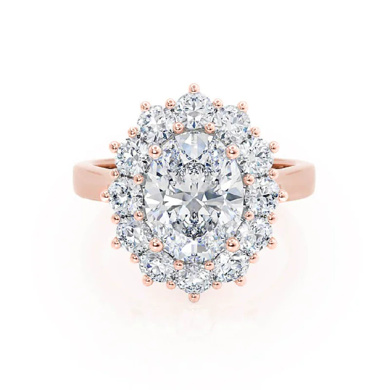 Adjustable Engagement RingsDIANA - Iconic Oval Lab Diamond 18k Rose Gold Halo