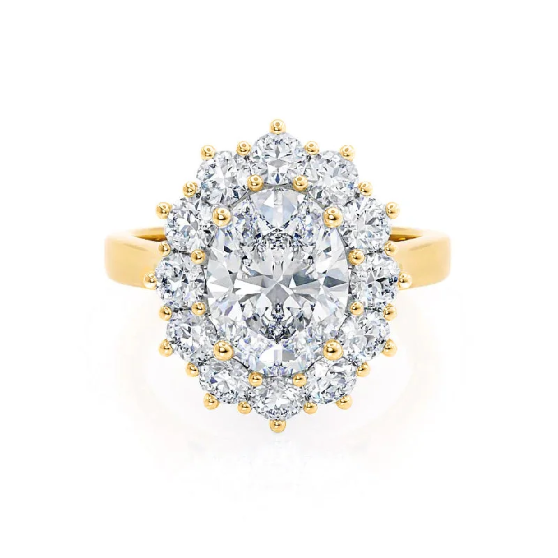 Marquise Cut Engagement RingsDIANA - Iconic Oval Lab Diamond 18k Yellow Gold Halo