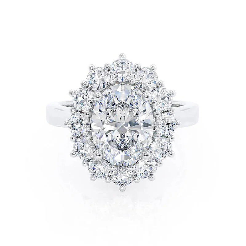 Two Tone Engagement RingsDIANA - Iconic Oval Lab Diamond Platinum 950 Halo