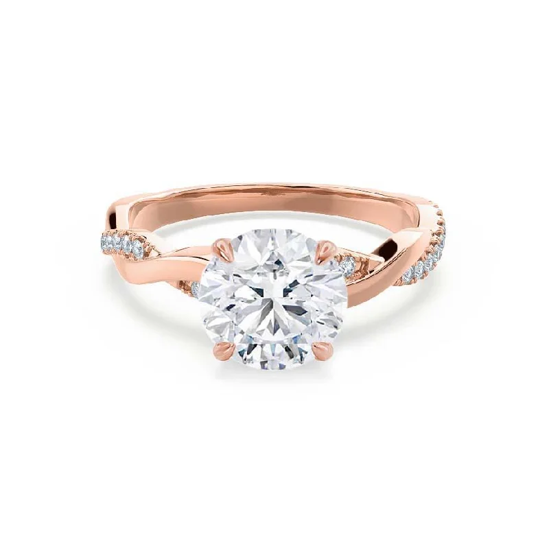 Moissanite Engagement RingsEDEN - Moissanite & Diamond 18k Rose Gold Vine Solitaire