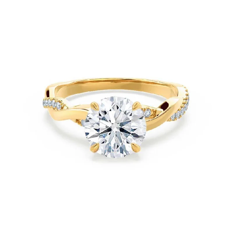 Family Heirloom Engagement RingsEDEN - Round Moissanite & Diamond 18k Yellow Gold Vine Solitaire Ring