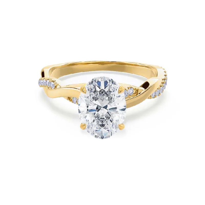 Engagement Rings for Small HandsEDEN - Oval Lab Diamond 18k Yellow Gold Vine Solitaire