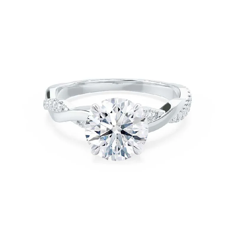 Vintage Inspired Engagement RingsEDEN - Round Lab Diamond 950 Platinum Vine Solitaire Ring