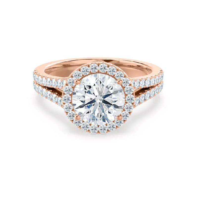 Cheap Engagement RingsAMELIA - Round Lab Diamond 18k Rose Gold Halo Ring