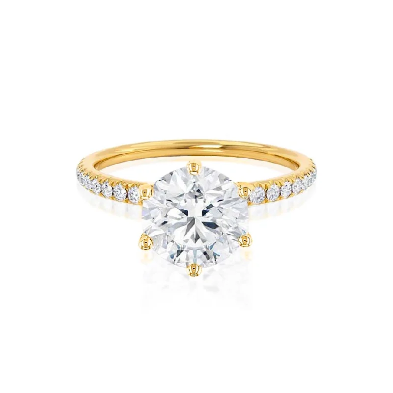 Marquise Cut Engagement RingsLILLIE LUXE - Round Lab Diamond & Diamond 18k Yellow Gold Shoulder Set Ring