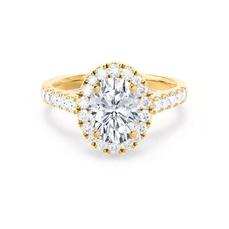 Stackable Engagement RingsROSA - Oval Lab Diamond 18k Yellow Gold Halo