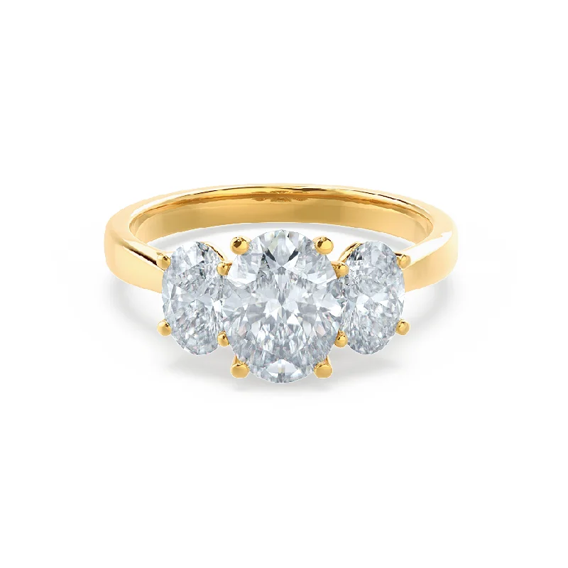 Celtic Engagement RingsEVERDEEN - Oval Moissanite 18k Yellow Gold Trilogy Ring