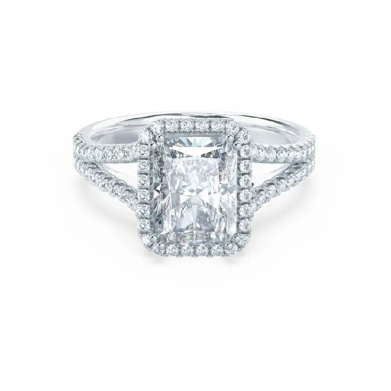 Princess Cut Engagement RingsEVERLY - Radiant Lab Diamond & Diamond Platinum Split Shank Halo