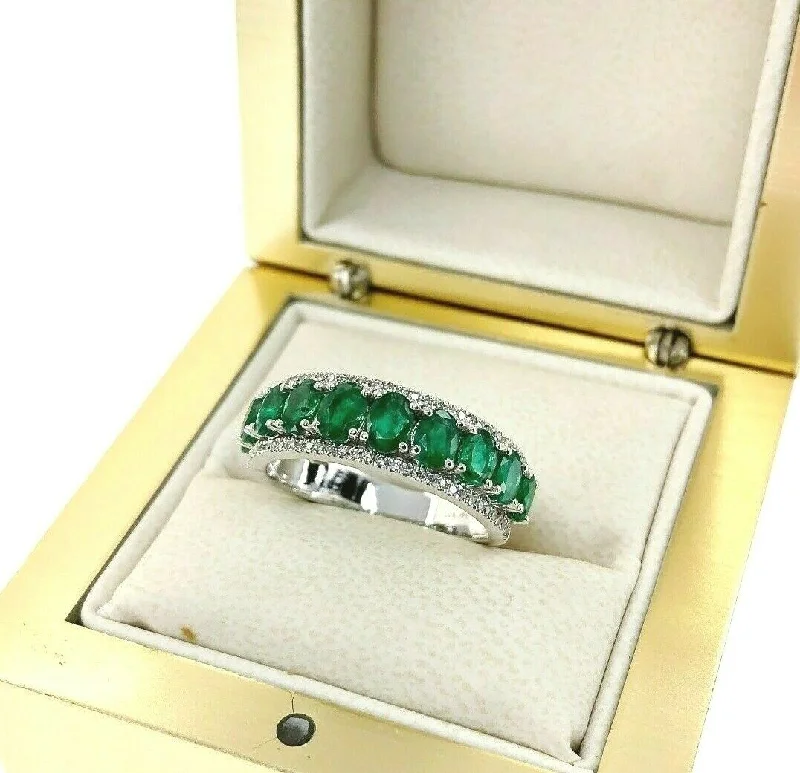 Cushion Cut Engagement RingsFine 1.84 Carats t.w. Diamond and Emerald Anniversary Ring May Birthstone 14K