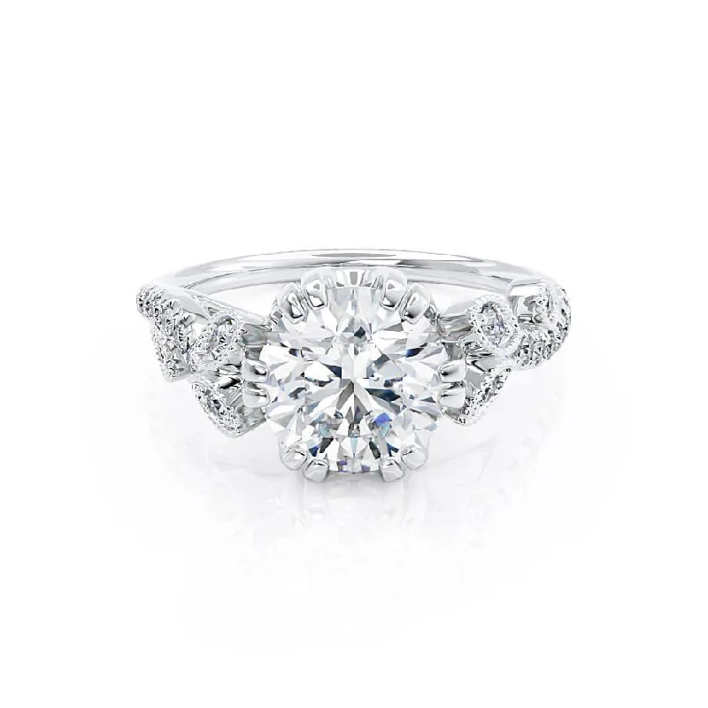 Personalized Engagement RingsFLEUR - Round Lab Diamond 950 Platinum Shoulder Set Ring