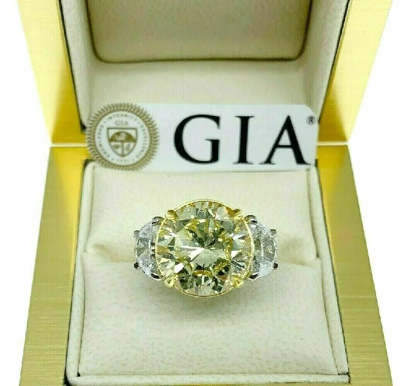 Emerald Engagement RingsGIA Certified 6.11 Ct. Natural Fancy Light Yellow Round Diamond Platinum18 Ring