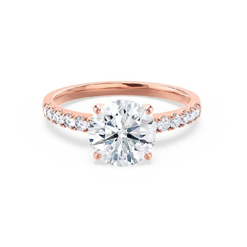 Three Stone Gemstone Engagement RingsGISELLE - Round Lab Diamond 18k Rose Gold Solitaire Ring