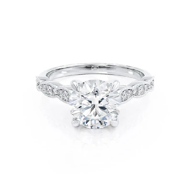 Three Stone Gemstone Engagement RingsHONOR - Round Lab Diamond 950 Platinum Shoulder Set Ring